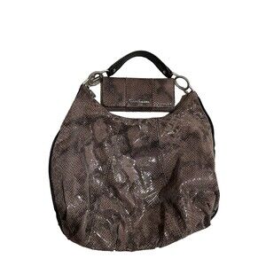 Judith Ripka Python Snakeskin Embossed Leather Hobo Bag Purse & Fold Over Wallet